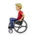 👨🏼‍🦽 man in manual wheelchair: medium-light skin tone display on Apple